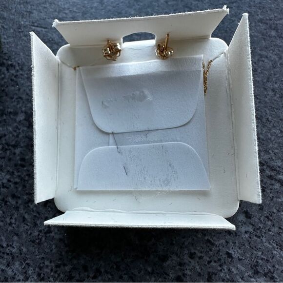 NWT 14K Gold Pearl Flower Earrings + 10K Necklace Bridal Set / Everyday Elegance - Picture 5 of 14